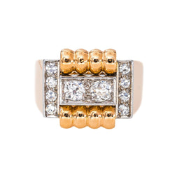 Bague Tank Or rose Diamant - Castafiore