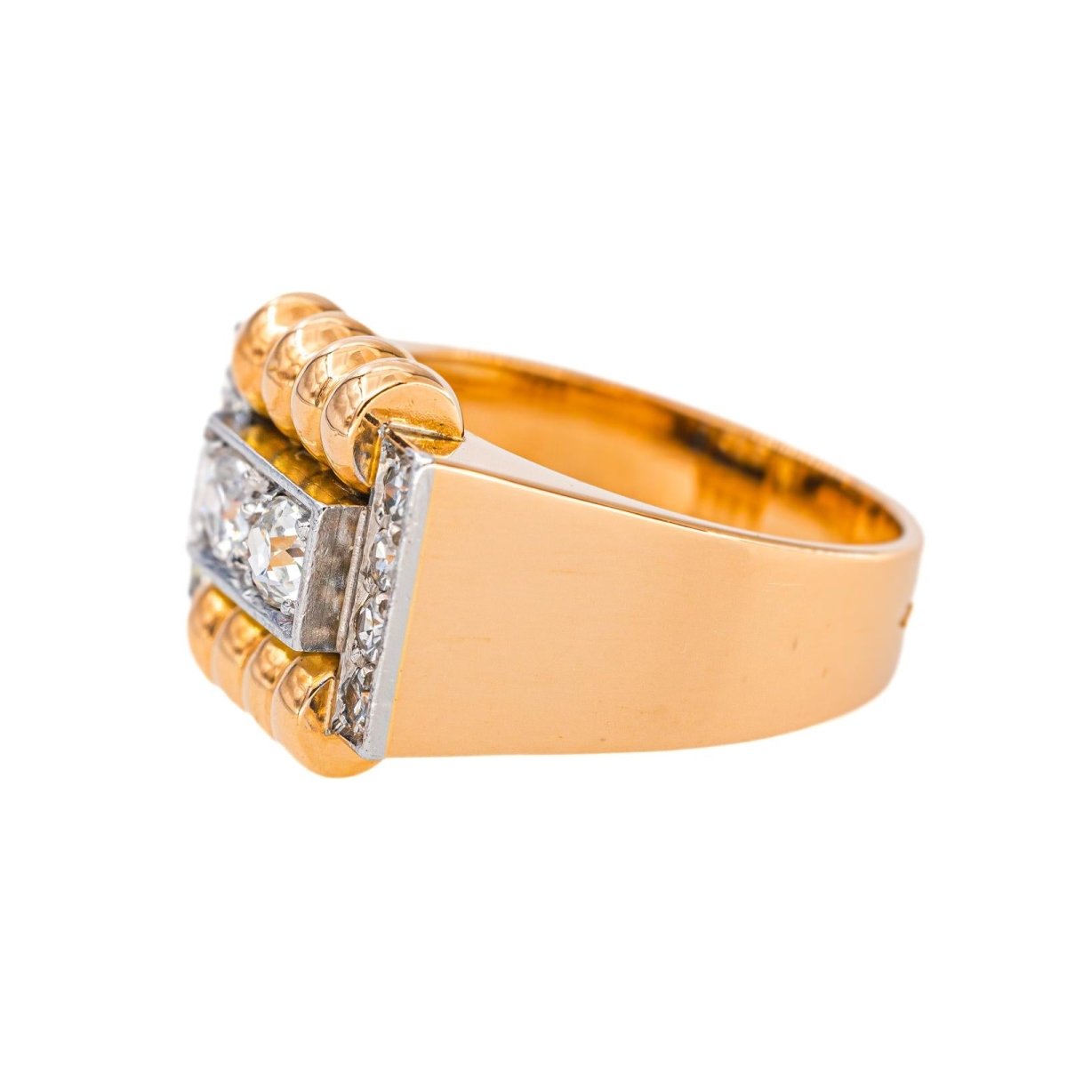 Bague Tank Or rose Diamant - Castafiore