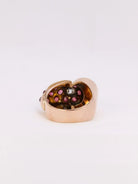 Bague tank or rose diamant grenats - Castafiore