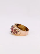 Bague tank or rose diamant grenats - Castafiore