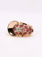 Bague tank or rose diamant grenats - Castafiore