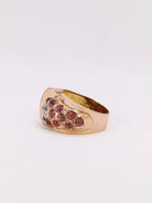 Bague tank or rose diamant grenats - Castafiore