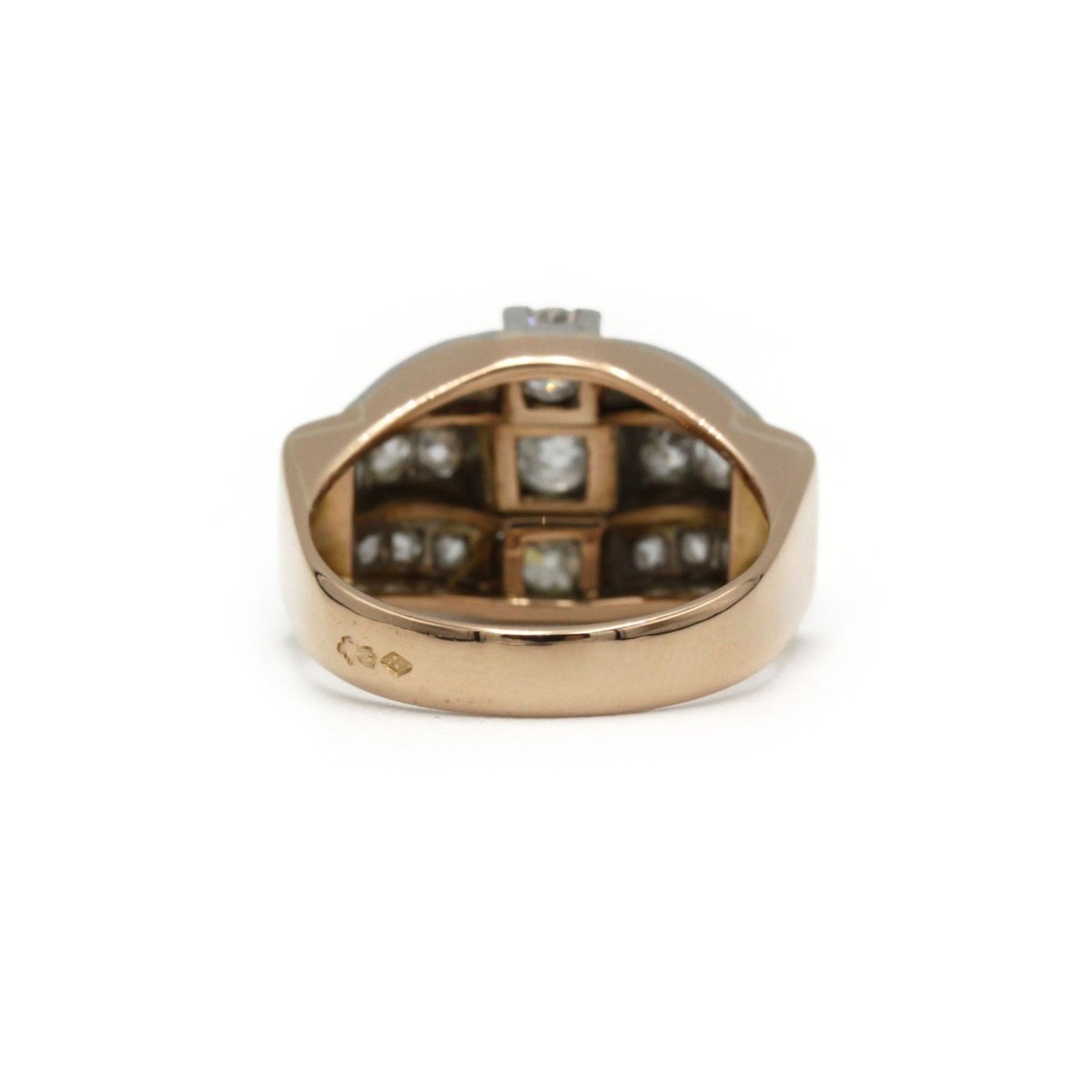 Bague Tank - Or rose, Platine et Diamants - Castafiore