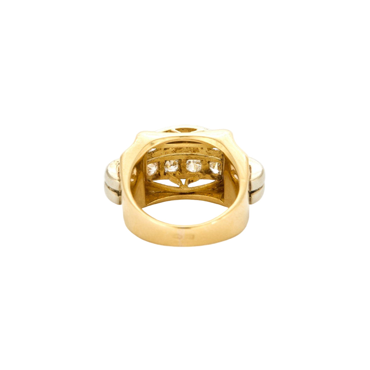 Bague Tank pont en or jaune et platine avec diamants - Castafiore