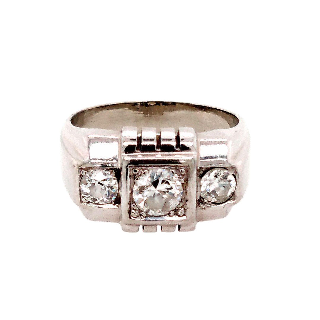 Bague Tank "Rivière" en or blanc et diamants - Castafiore