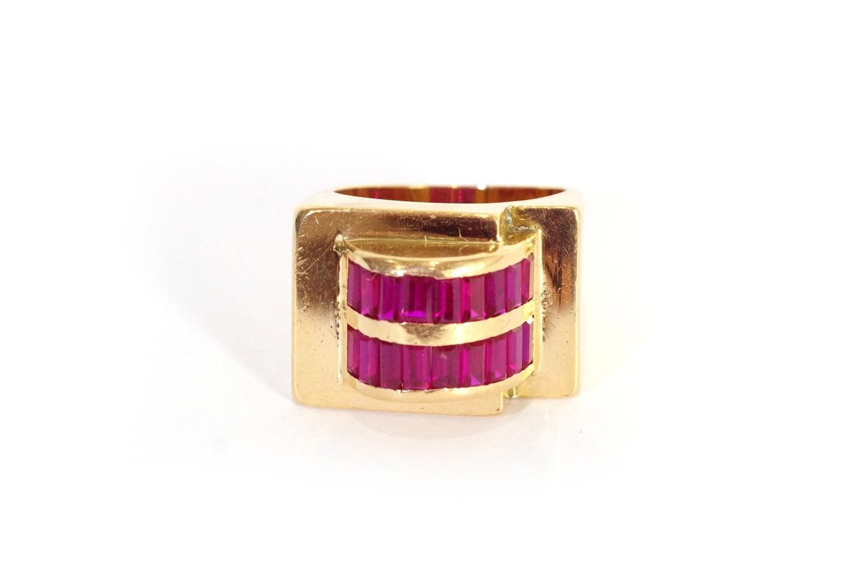 Bague Tank rubis en or - Castafiore