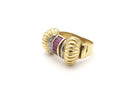 Bague tank rubis et diamants en or jaune 18k - Castafiore