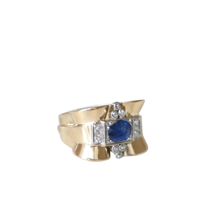 Bague Tank saphir et diamants - Castafiore