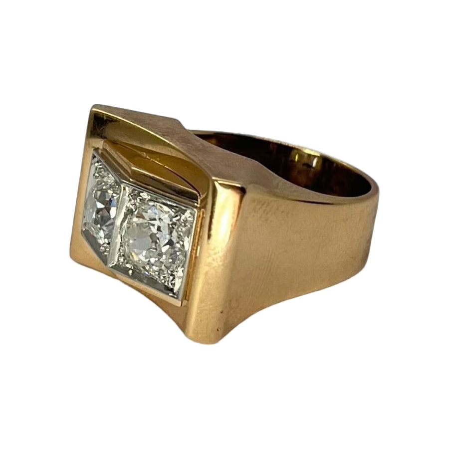 Bague Tank vintage en or rose et diamants - Castafiore