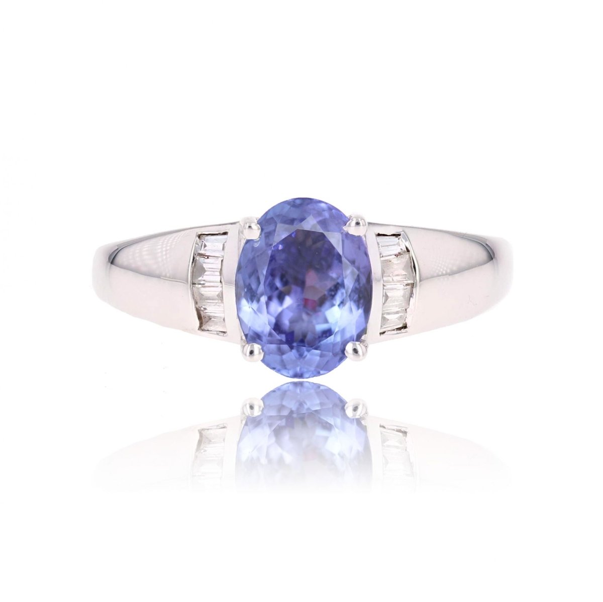 Bague TANZANITE Jonc en or blanc et diamants - Castafiore