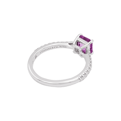 Bague TIFFANY & CO, "Novo" platine, saphir rose et diamants - Castafiore
