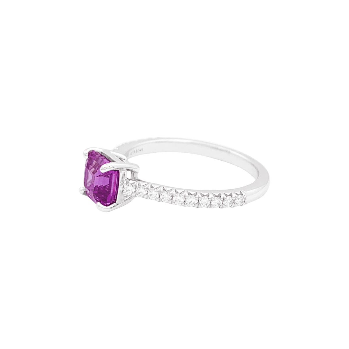Bague TIFFANY & CO, "Novo" platine, saphir rose et diamants - Castafiore