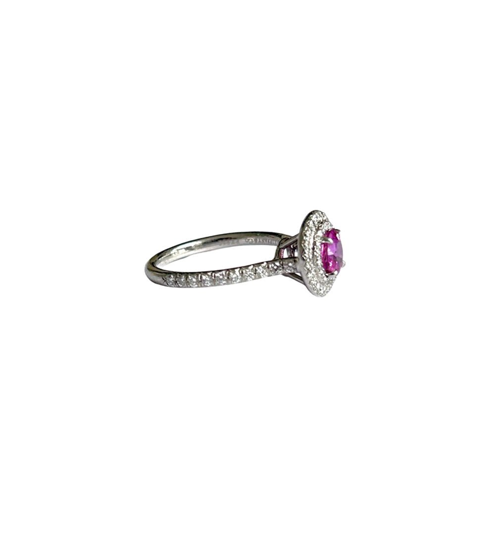 Bague TIFFANY & CO Soleste en platine, diamants et tourmaline rose