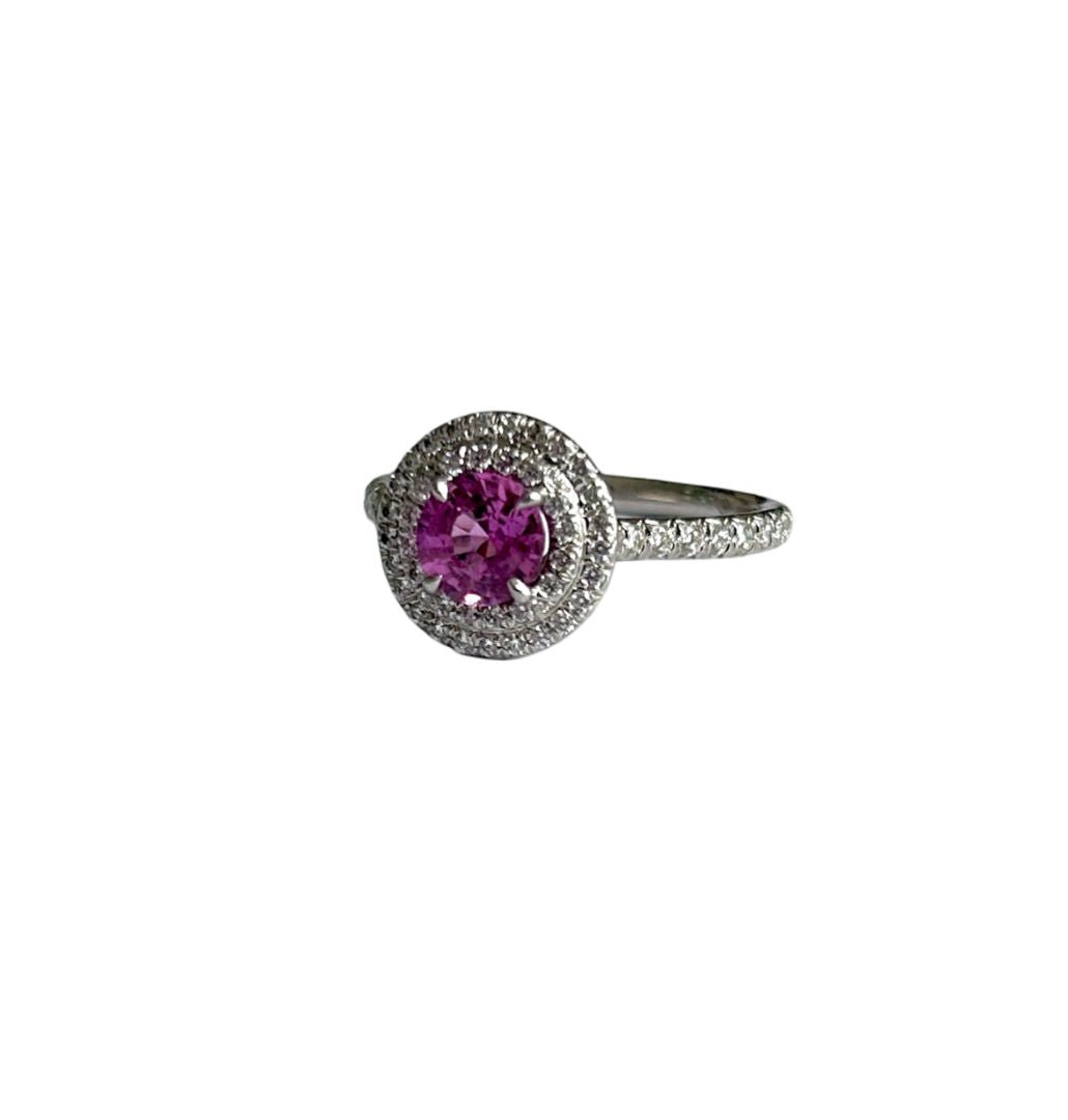 Bague TIFFANY & CO "Soleste" en platine, diamants et tourmaline rose - Castafiore