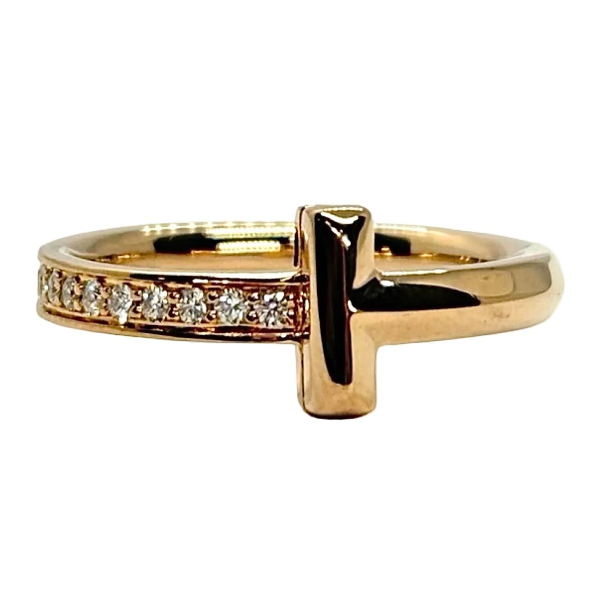 Bague TIFFANY & CO. "Tiffany T" en or rose et diamants - Castafiore