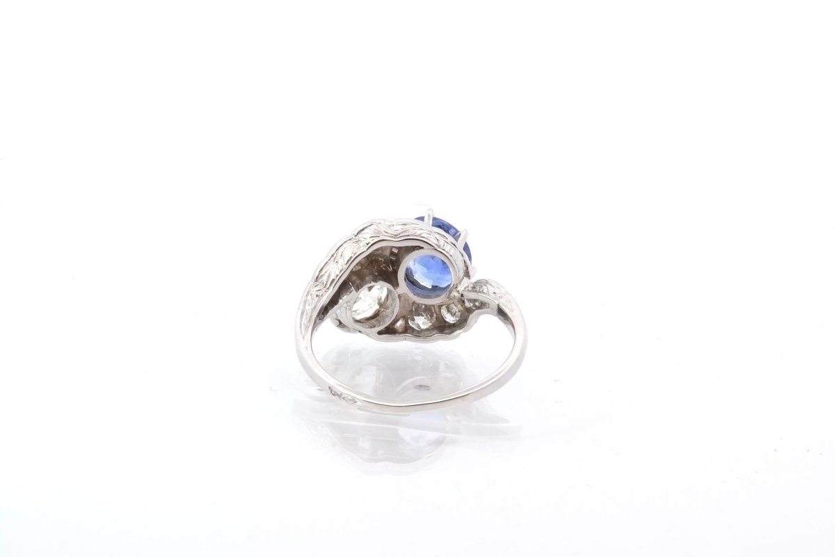 Bague toi et moi 1900 diamants et saphir en platine - Castafiore