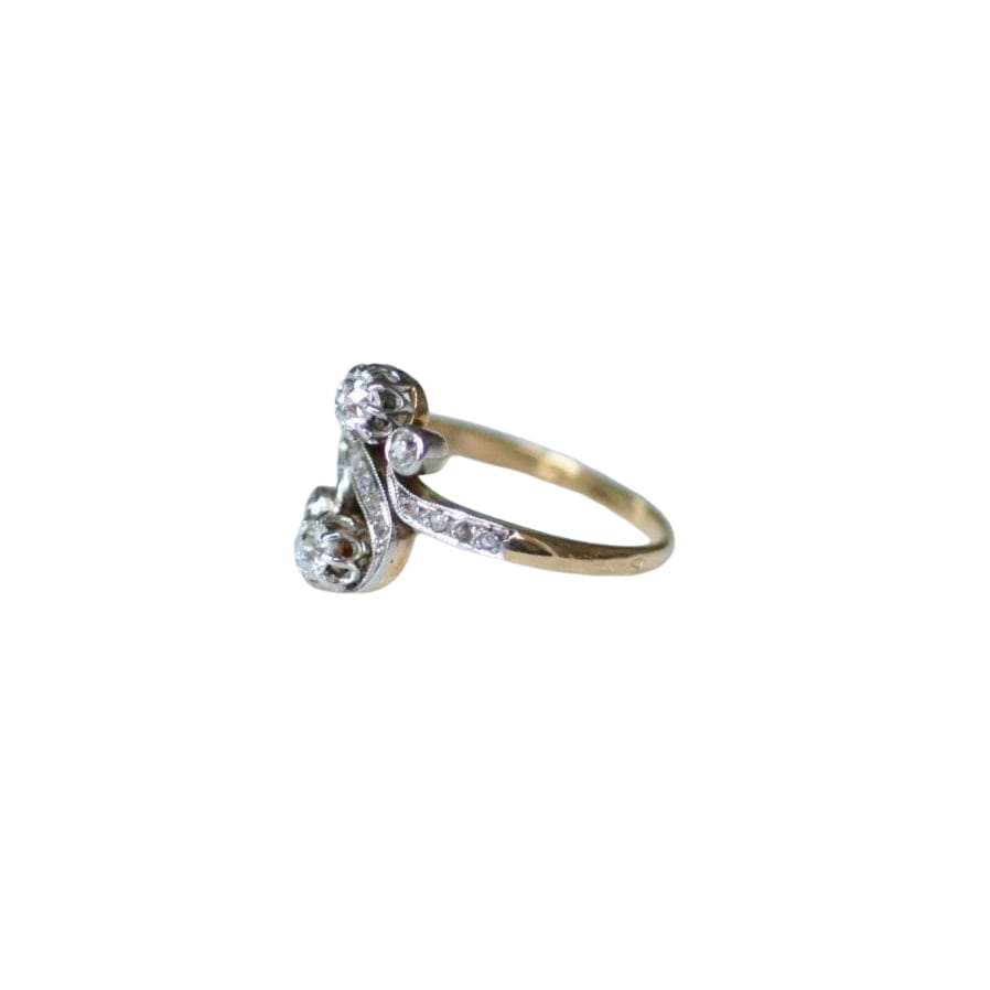 Bague Toi et Moi Diamants 0,55 Ct sur Or et Platine Belle Epoque - Castafiore