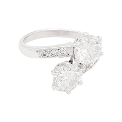 Bague Toi et Moi en or blanc et diamants. - Castafiore