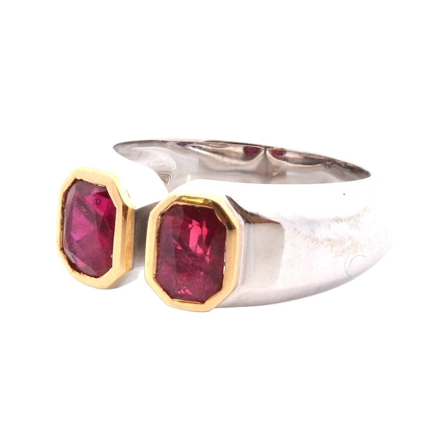 Bague Toi et Moi en or blanc et rubis - Castafiore