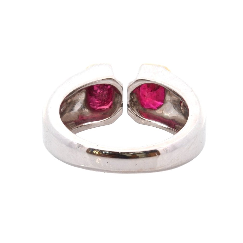 Bague Toi et Moi en or blanc et rubis - Castafiore