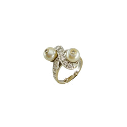Bague Toi et Moi en or blanc, perles et diamants - Castafiore