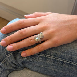Bague Toi et Moi en or blanc, perles et diamants - Castafiore