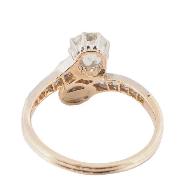 Bague Toi et Moi en or jaune, diamants et perle de culture - Castafiore