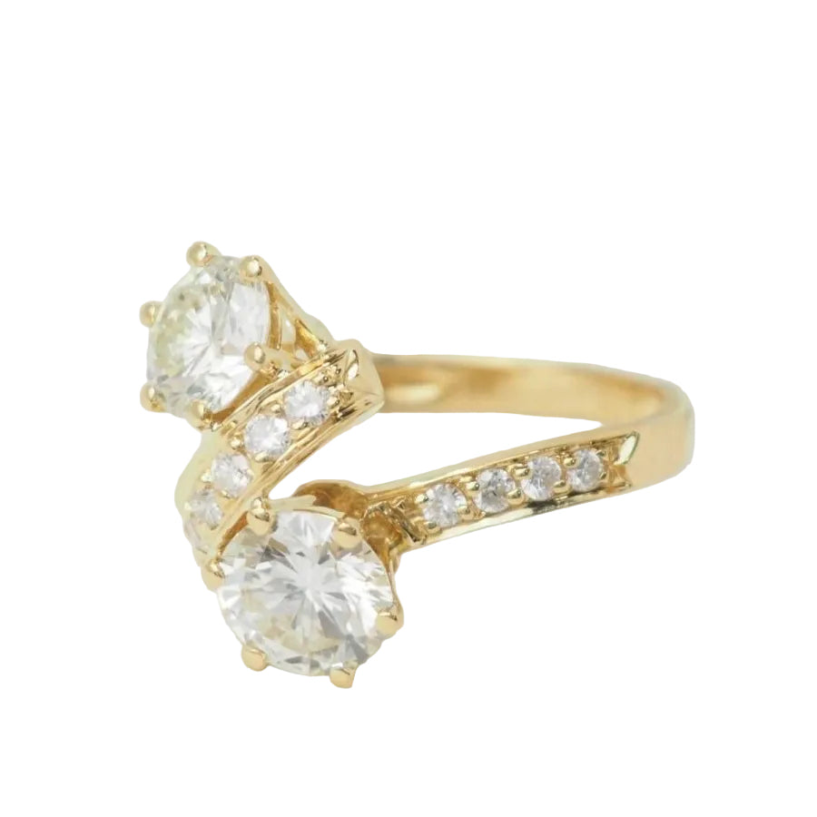 Bague Toi et Moi en or jaune et diamants - Castafiore