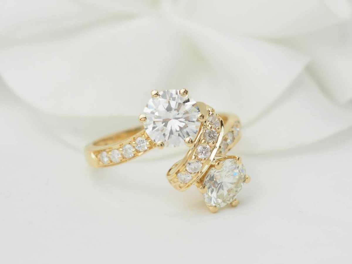 Bague Toi et Moi en or jaune et diamants - Castafiore