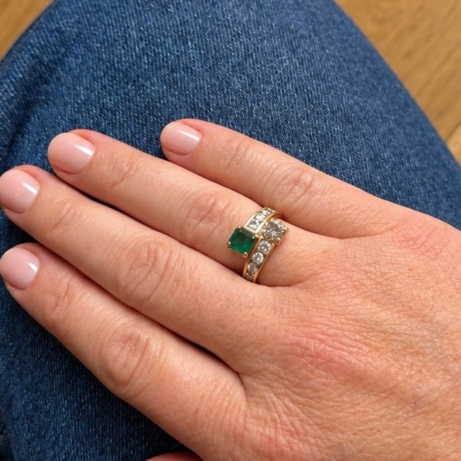 Bague toi et moi en or jaune et émeraude - Castafiore