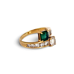 Bague toi et moi en or jaune et émeraude - Castafiore