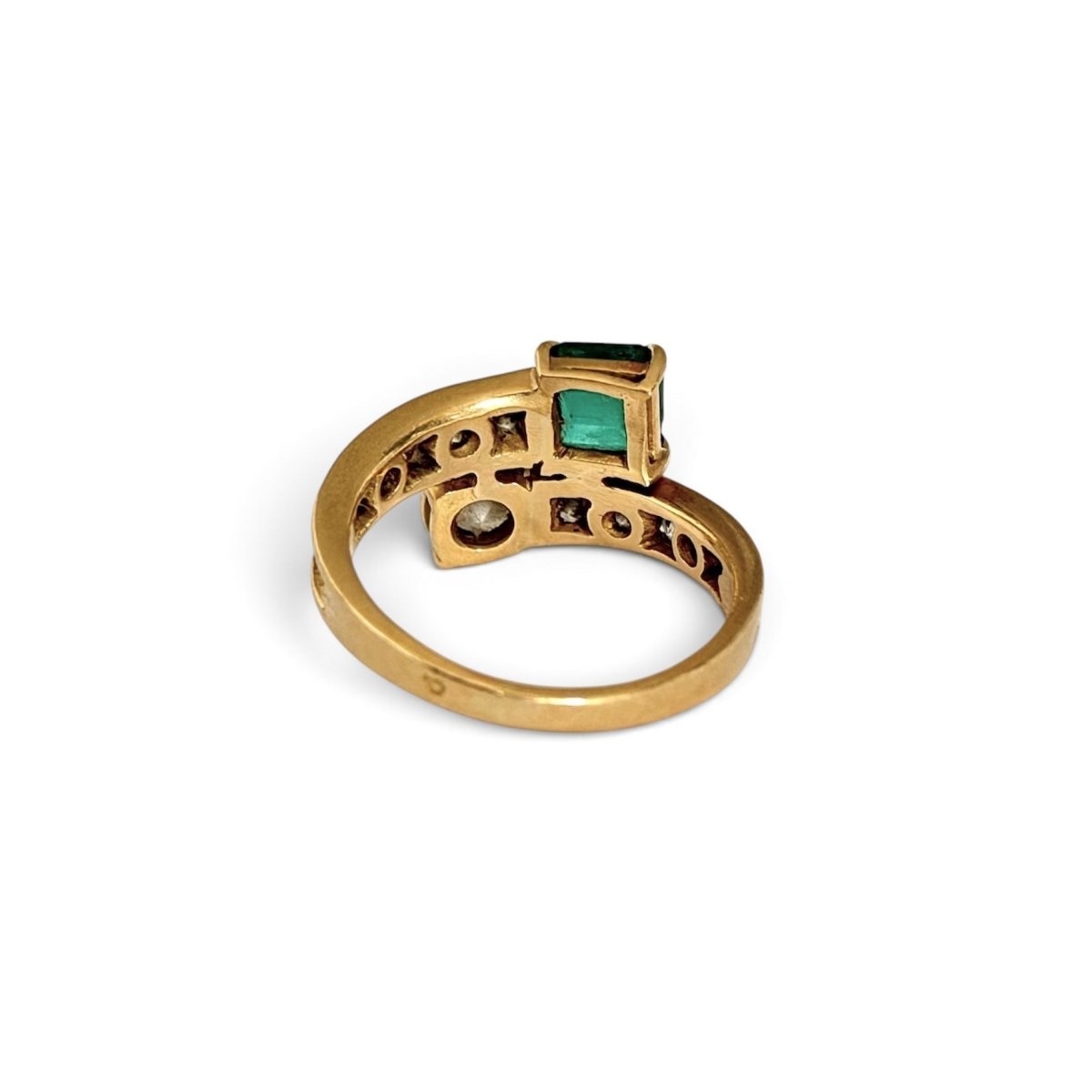 Bague toi et moi en or jaune et émeraude - Castafiore