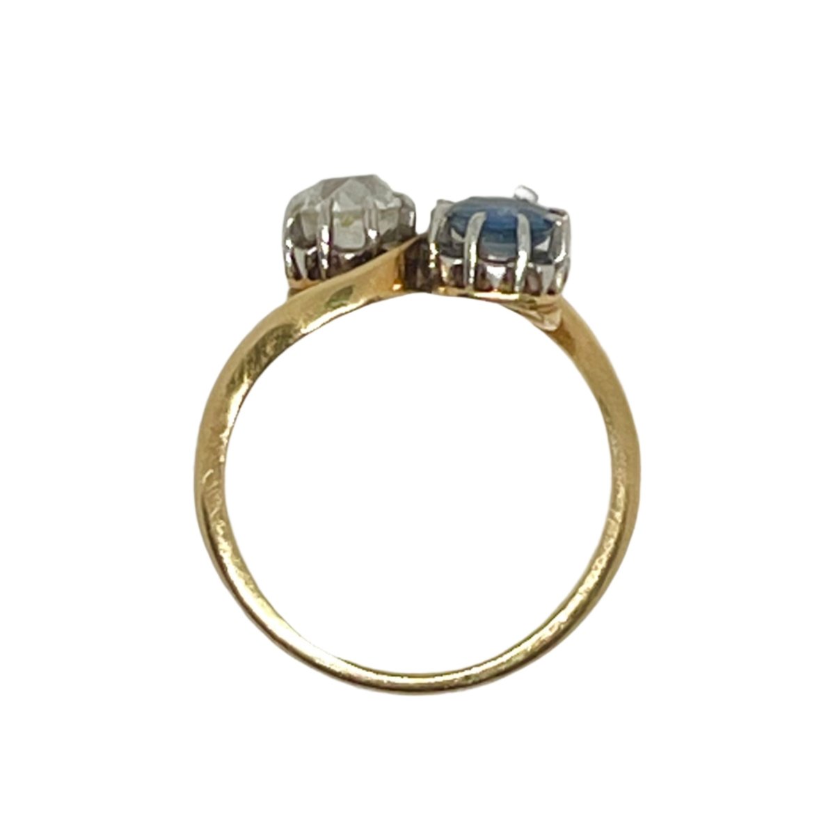 Bague Toi et Moi en or jaune, or blanc, saphir bleu et diamant - Castafiore