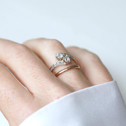 Bague Toi et Moi en or jaune, platine, et diamants - Castafiore