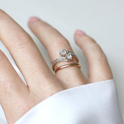 Bague Toi et Moi en or jaune, platine, et diamants - Castafiore