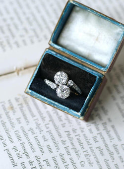 Bague Toi et Moi en or jaune, platine, et diamants - Castafiore