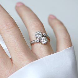 Bague Toi et Moi en or jaune, platine, et diamants - Castafiore