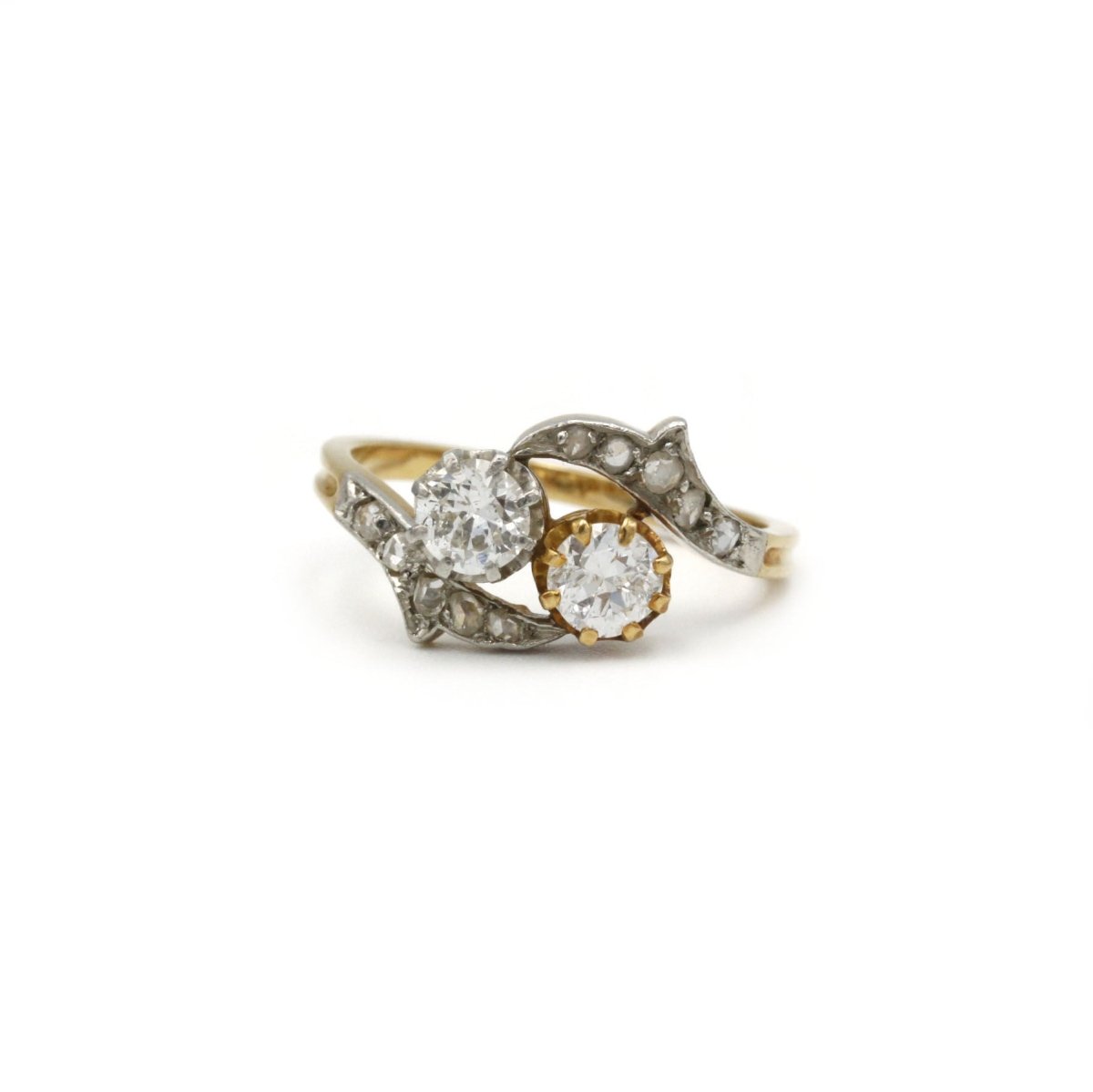 Bague Toi et Moi en or jaune, platine et diamants - Castafiore