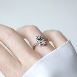 Bague Toi et Moi en or jaune, platine, et diamants - Castafiore