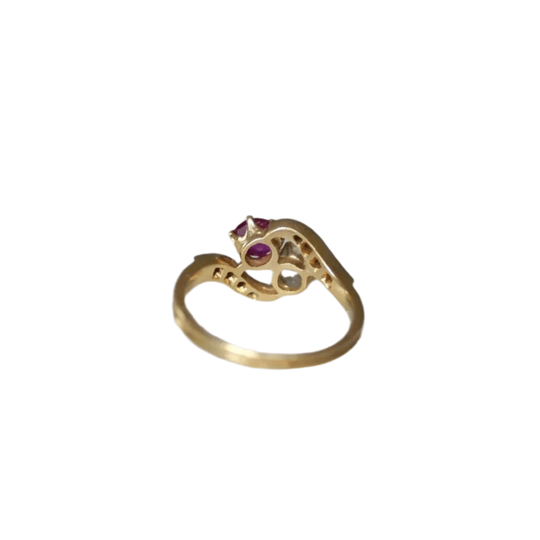 Bague Toi et Moi en or jaune, rubis et diamants - Castafiore