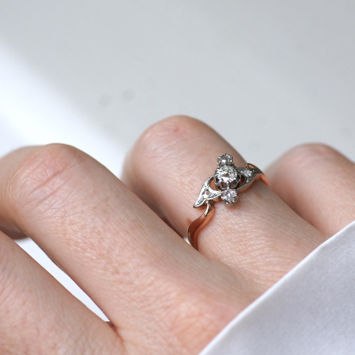 Bague Toi et Moi en or rose, platine et diamants - Castafiore