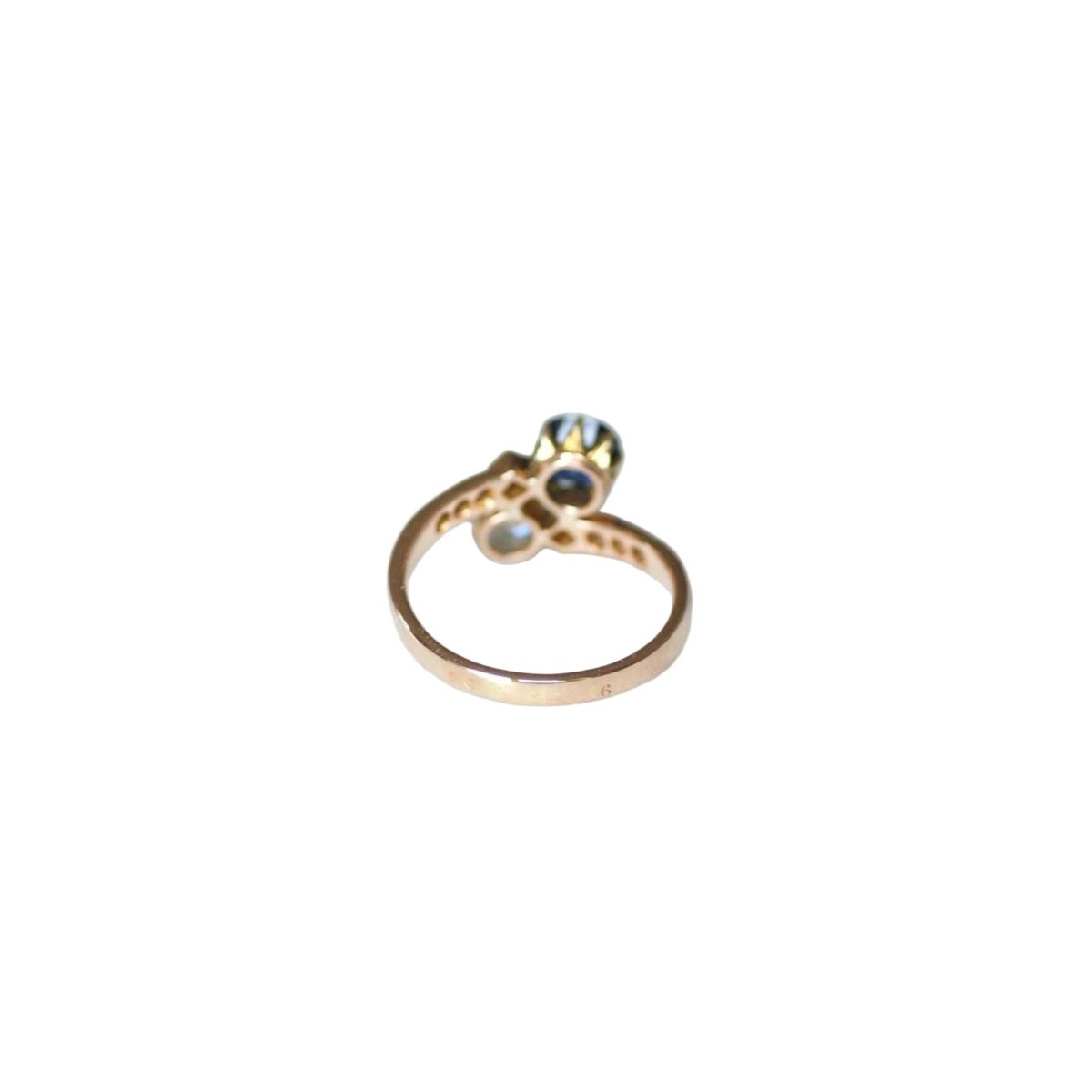 Bague Toi et Moi en or rose, platine, saphir, et diamant - Castafiore