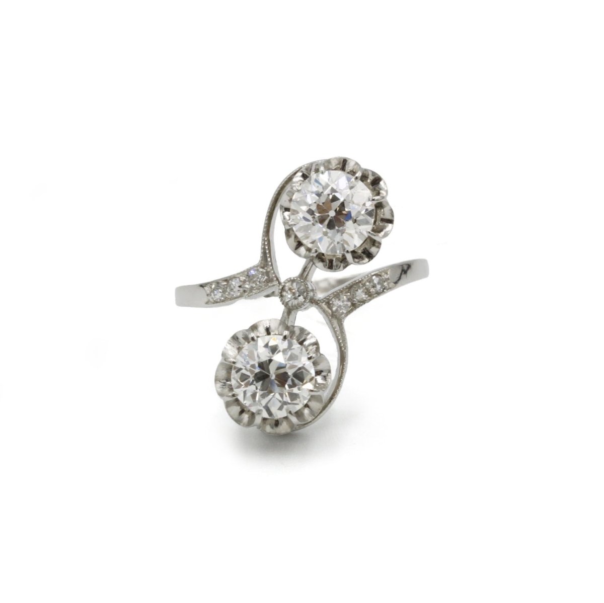 Bague Toi et Moi en platine et diamants - Castafiore