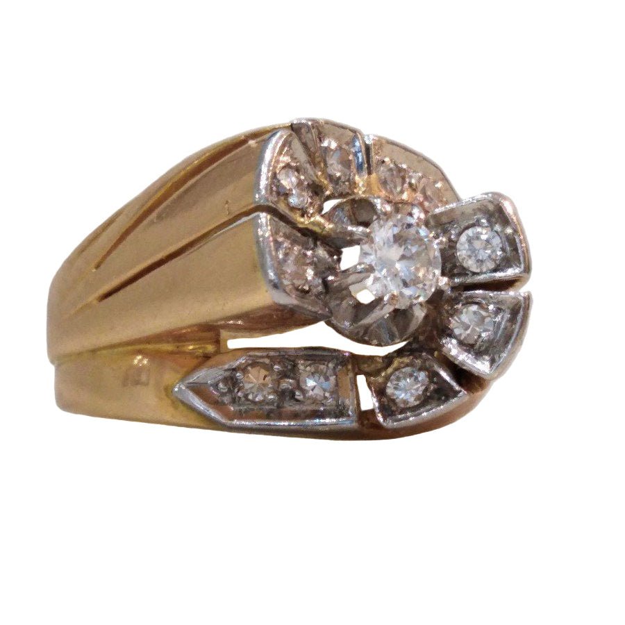 Bague Toi et Moi en platine, or rose et diamants - Castafiore