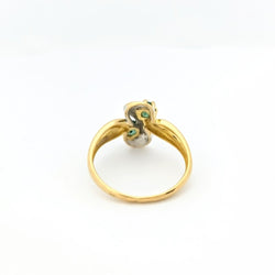 Bague « Toi et Moi » or jaune émeraudes et diamants - Castafiore