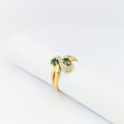 Bague « Toi et Moi » or jaune émeraudes et diamants - Castafiore