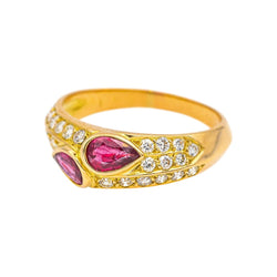 Bague Toi et moi Or Jaune Rubis - Castafiore