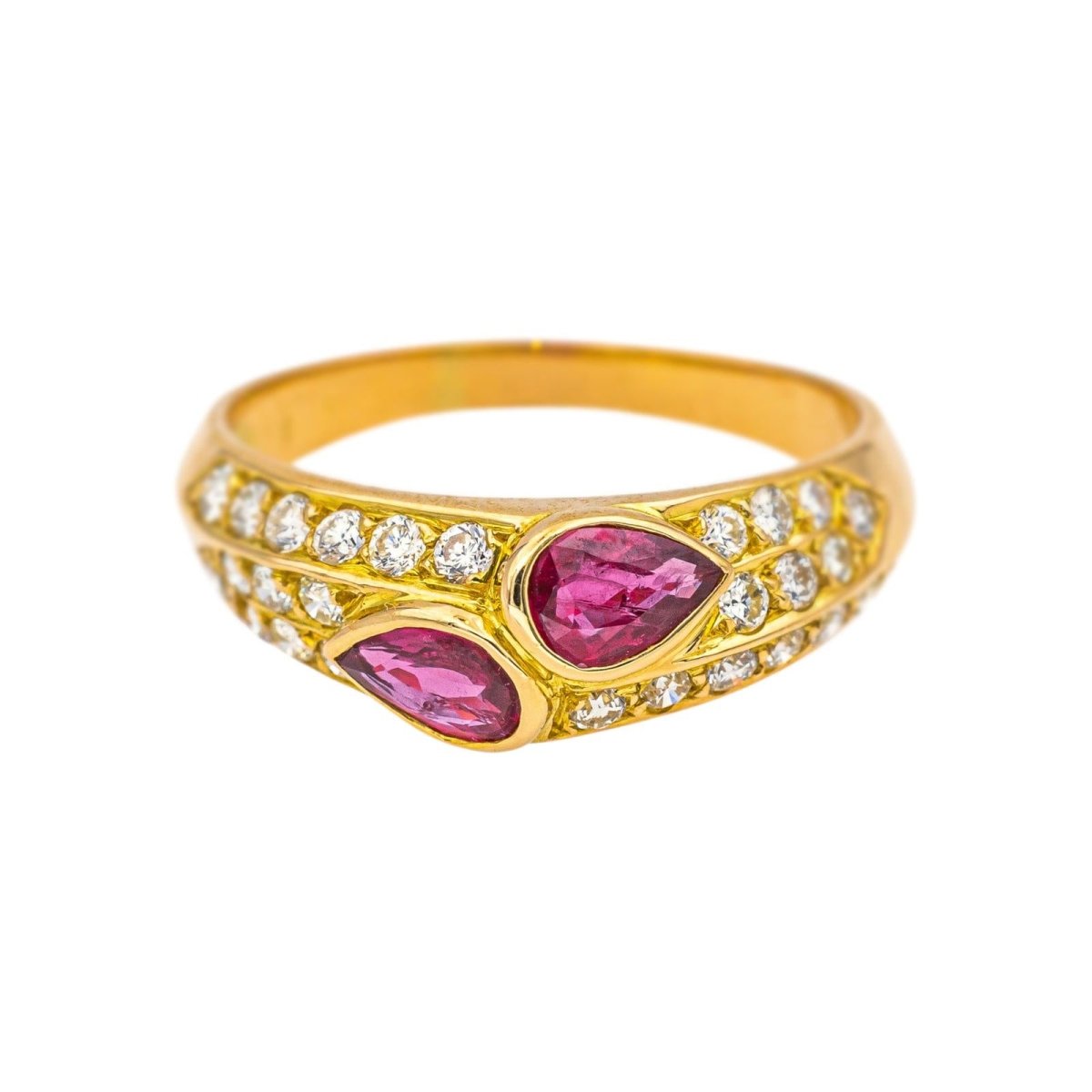 Bague Toi et moi Or Jaune Rubis - Castafiore