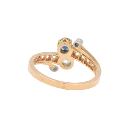 Bague Toi et Moi or jaune saphir et diamants - Castafiore