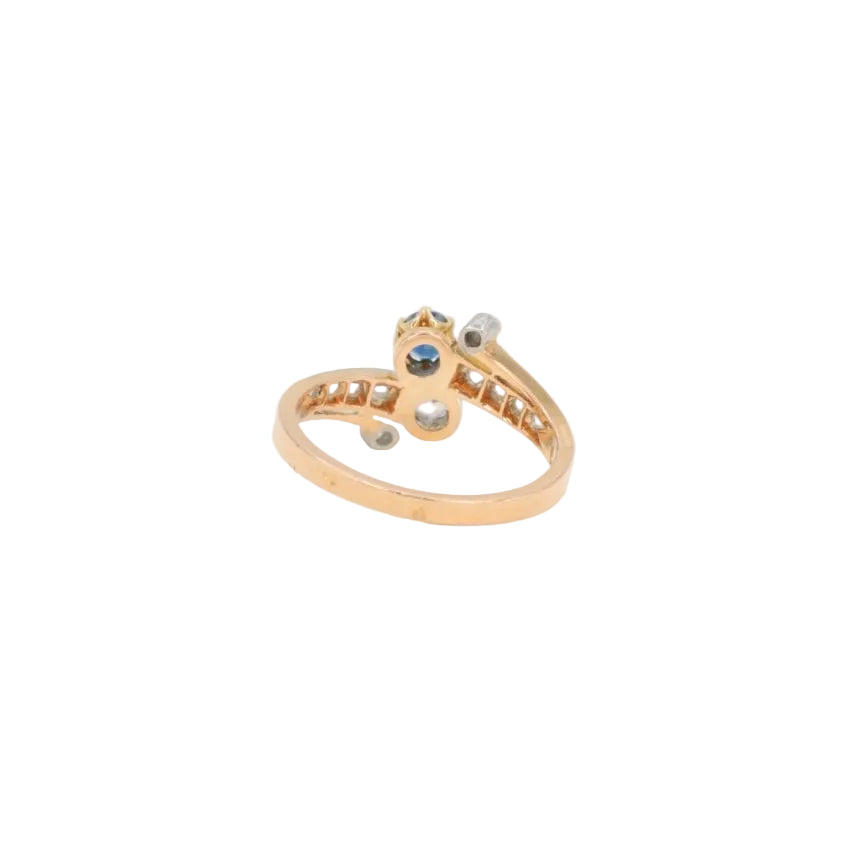 Bague Toi et Moi or jaune saphir et diamants - Castafiore